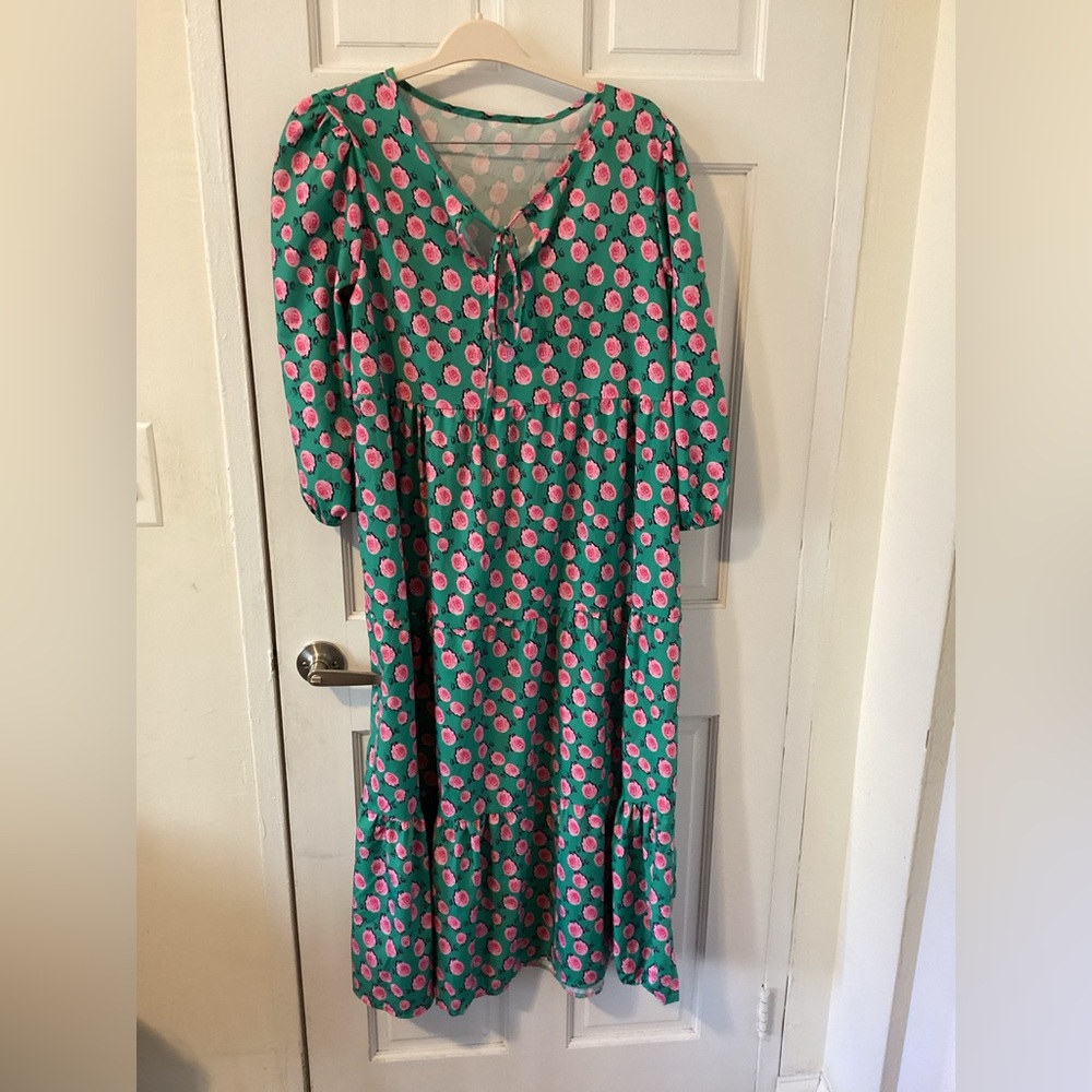 Green and Pink Polka Dot Dress